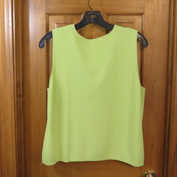 Draper's & Damon's Lime Green Tank Top Rayon Knit Round Neck Size Petite L - Picture 2 of 4